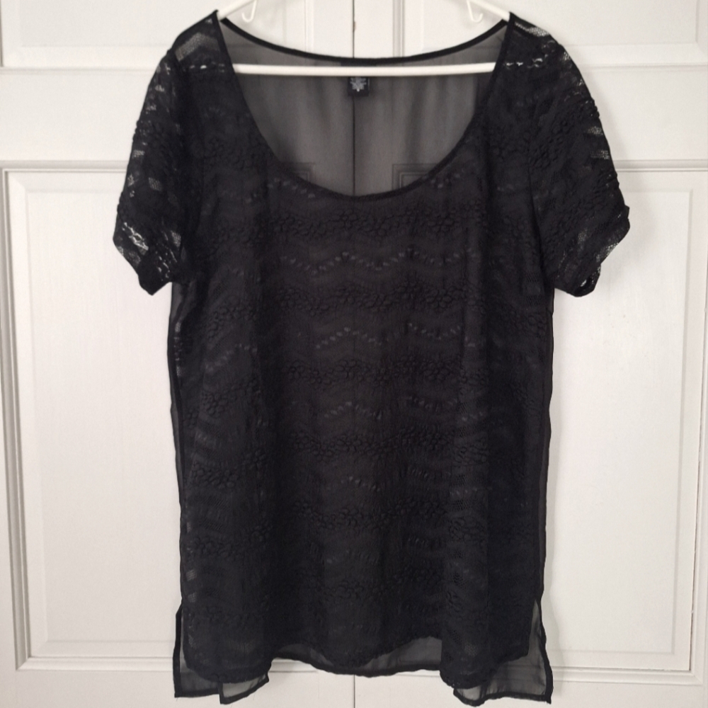 Torrid black sheer lace design top